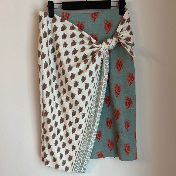 Maeve Dresses & Skirts - Anthropologie Maeve Women's Size 6 Faux Wrap Pencil Skirt Side Tie Textured EUC!